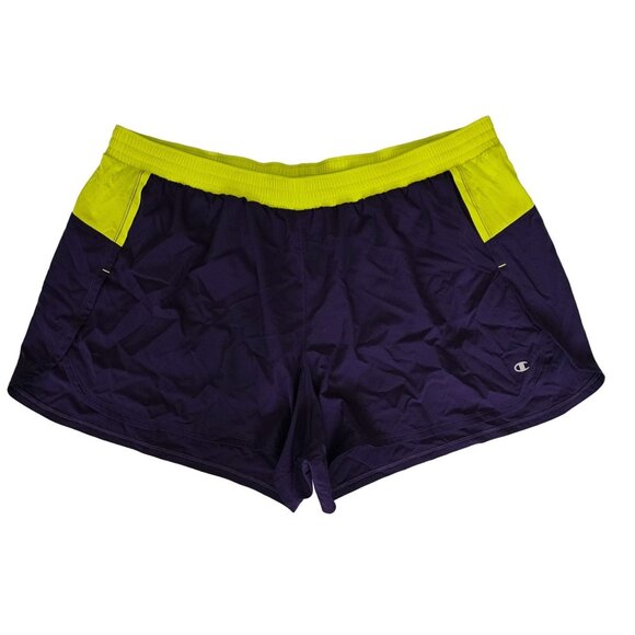Champion Pants - Champion Women's Purple/Yellow VAPOR Performance Athletic Running Shorts Size 4X